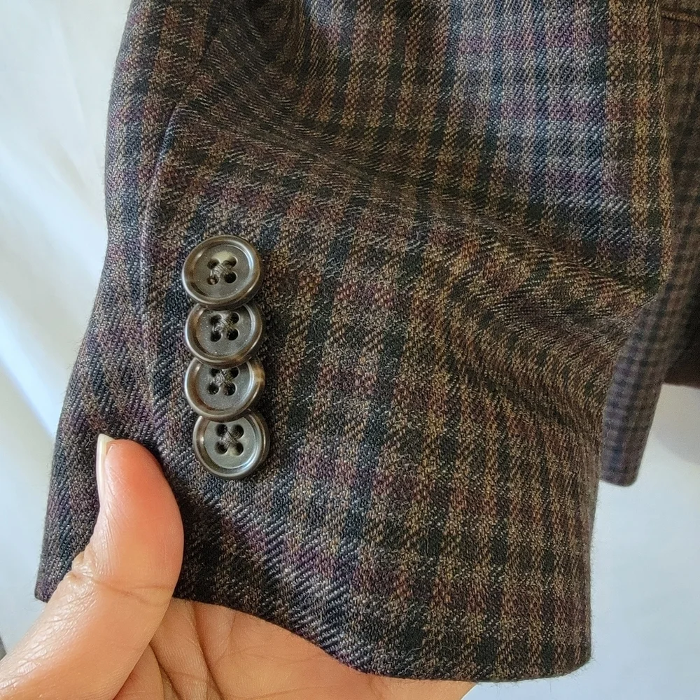 MICHAEL Michael Kors Men's Single Breasted Blazer Sz 50L Gray Plaid 100% Wool